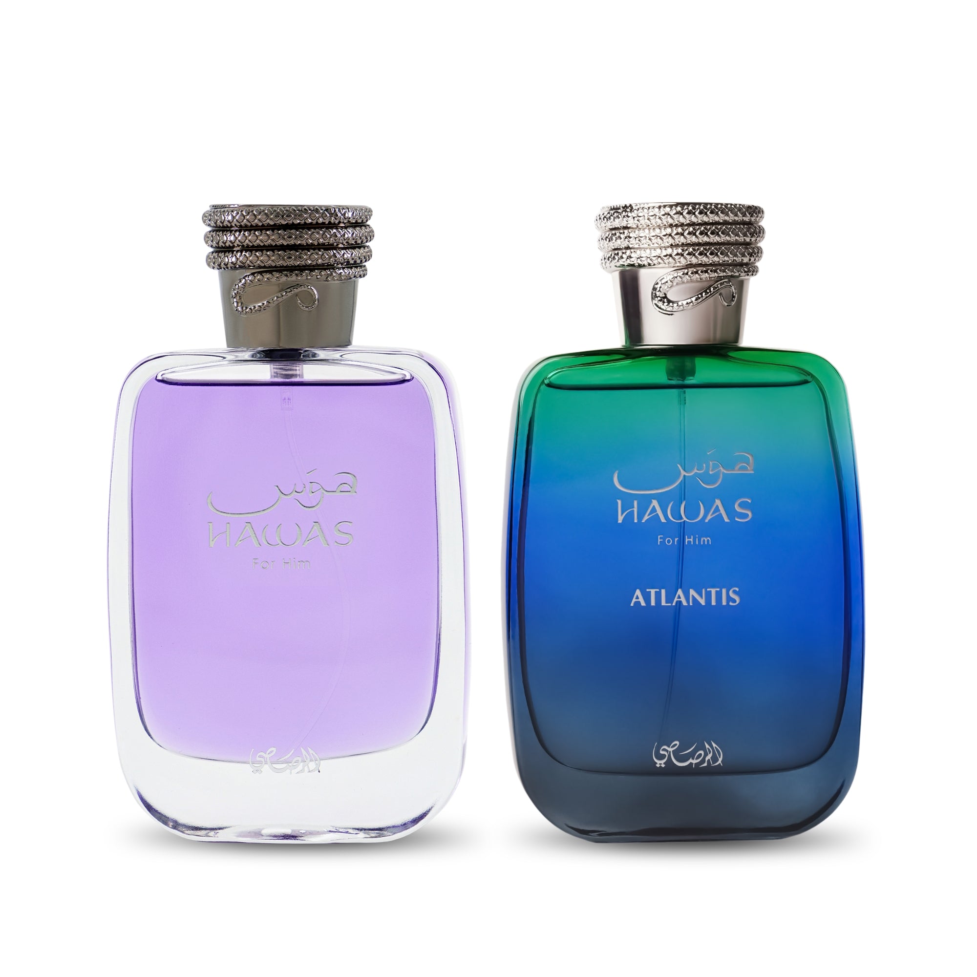 Rasasi Hawas Coastal Cool Duo 2 × 100ml fragrance bottle — atlantis + for him • 2 × 100ml